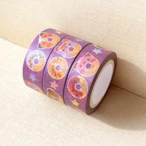 Donut Washi Tape. Planner Decoration. Kawaii Washi Tape. Cute Washi Tape. Masking Tape. Planner Supplies. Craft Tape. Animal Washi Tape. image 2