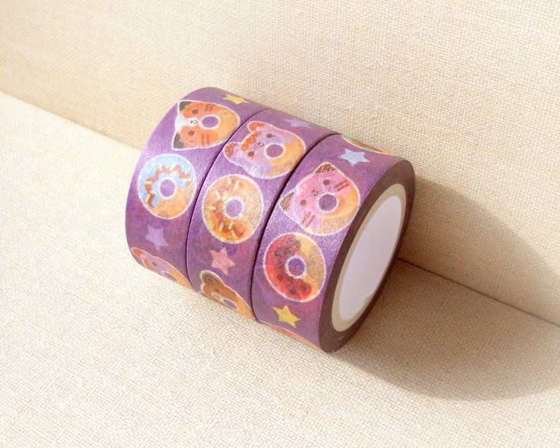 Donut Washi Tape. Planner Decoration. Kawaii Washi Tape. Cute Washi Tape. Masking Tape. Planner Supplies. Craft Tape. Animal Washi Tape. image 2