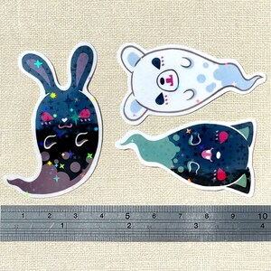 Ghosts Stickers, Halloween Stickers, Planner Stickers, Holographic Stickers, Waterproof Stickers, Functional Stickers, Animal Stickers, Cat image 2