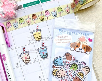 Mini Bubble Tea Stickers, Boba Stickers, Planner Stickers, Decorative Stickers, Kawaii Stickers. Waterproof Stickers, Tumbler Stickers, Gift