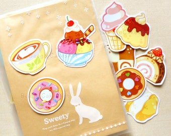 Sweets Stickers, Ice Cream Stickers, Donut Stickers, Waterproof Sticker, Food Sticker, Planner Sticker, Laptop Sticker, Pastry Stickers Set