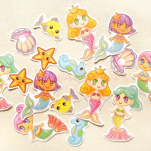 Mermaid Stickers. Kawaii Stickers. Resin Supply. Confetti. Anime Stickers. Princess Sticker. Planner Stickers. Craft Supply. Ocean Stickers. image 2