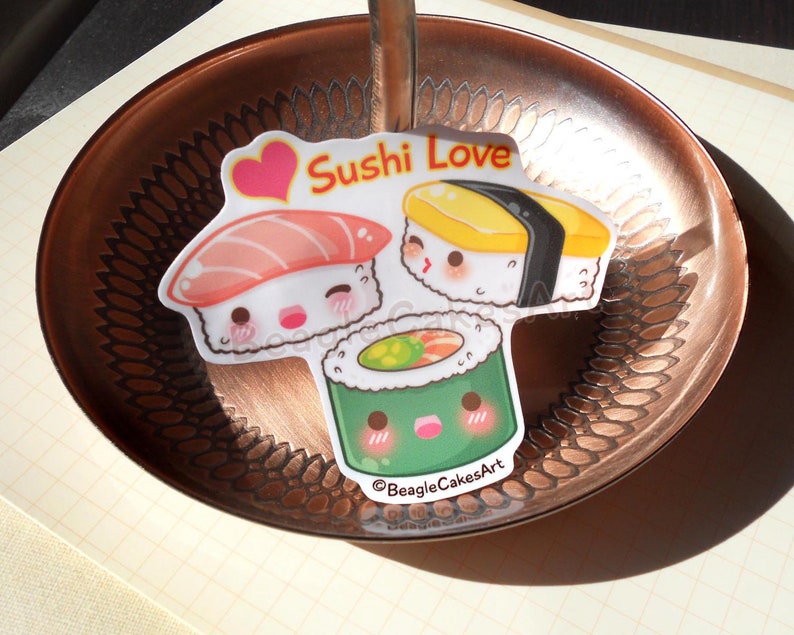 I Love Sushi Sticker Laptop Sticker Food Sticker Sushi Etsy