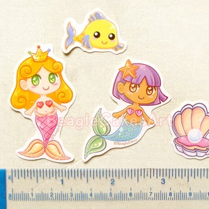 Mermaid Stickers. Kawaii Stickers. Resin Supply. Confetti. Anime Stickers. Princess Sticker. Planner Stickers. Craft Supply. Ocean Stickers. image 3