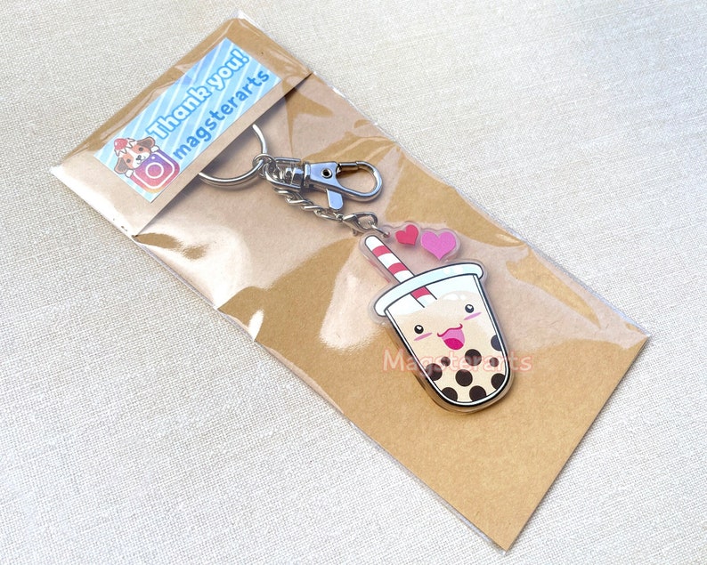 Bubble Tea Keychain. Cute Boba Charm. Phone Strap. Kawaii Phone Charm. Tapioca Bubble Tea Keychain. Kawaii Dust Plug. Anime Keychain. Gift. image 1