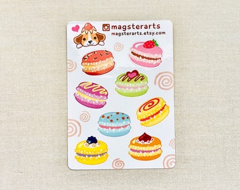 Macaron Sticker Sheet, Waterproof Stickers, Pet Sticker, Planner Stickers, Food Stickers, Candy Stickers, Die cut Sticker, Aesthetic Sticker