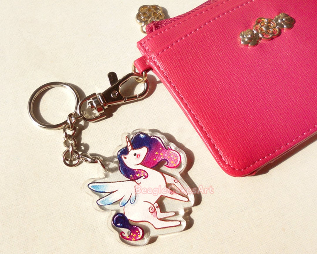 Unicorn Keychain. Cute Unicorn Acrylic Charm. Phone Strap. Kawaii Phone Charm. Princess Pony