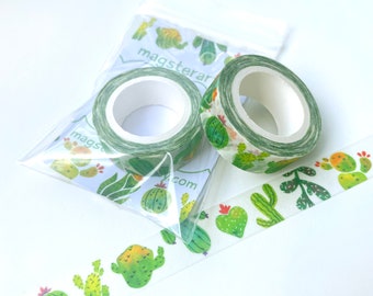 Cactus Washi Tape. Planner Decoration. Nature Washi Tape. Cute Washi Tape. Masking Tape. Planner Supplies. Craft Tape. Flowers Washi Tape.