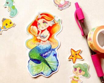 Mermaid Sticker, Anime Sticker, Waterproof Sticker, Cute Art, Laptop Sticker, Cute Sticker, Aesthetic Illustration, Princess Sticker