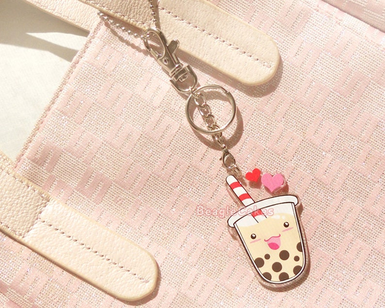 Bubble Tea Keychain. Cute Boba Charm. Phone Strap. Kawaii Phone Charm. Tapioca Bubble Tea Keychain. Kawaii Dust Plug. Anime Keychain. Gift. image 7