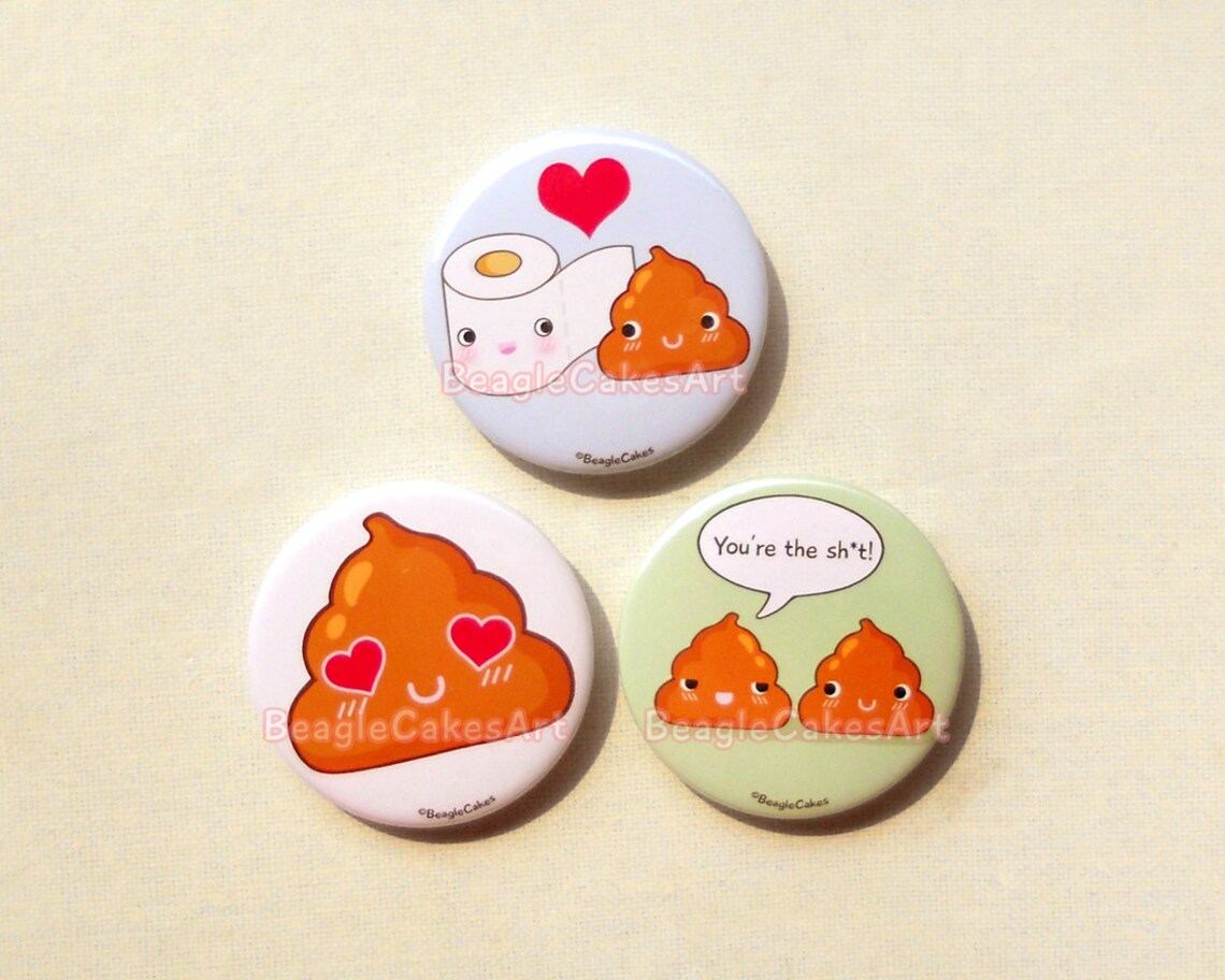 Toilet Paper and Poop Pinback Buttons. Humor Badge Funny Etsy