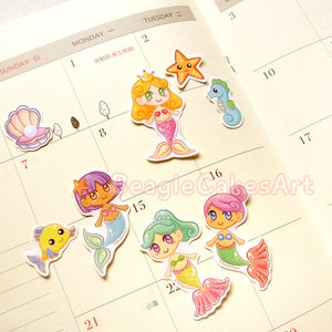 Mermaid Stickers. Kawaii Stickers. Resin Supply. Confetti. Anime Stickers. Princess Sticker. Planner Stickers. Craft Supply. Ocean Stickers. image 5