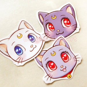 SailorMoon Cats Stickers. Moon Sticker. Waterproof Stickers. Kawaii Stickers. Anime Stickers. Laptop Sticker. Sailor Planner