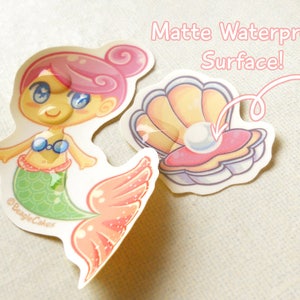 Mermaid Stickers. Kawaii Stickers. Resin Supply. Confetti. Anime Stickers. Princess Sticker. Planner Stickers. Craft Supply. Ocean Stickers. image 7