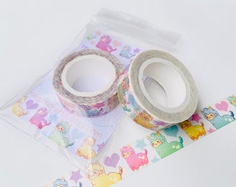 Alpaca Washi Tape. Planner Decoration. Kawaii Washi Tape. Cute Washi Tape. Masking Tape. Planner Supplies. Craft Tape. Animal Washi Tape.