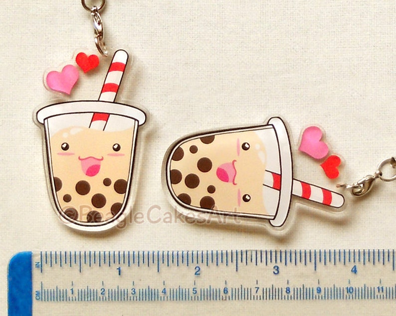 Bubble Tea Keychain. Cute Boba Charm. Phone Strap. Kawaii Phone Charm. Tapioca Bubble Tea Keychain. Kawaii Dust Plug. Anime Keychain. Gift. image 3