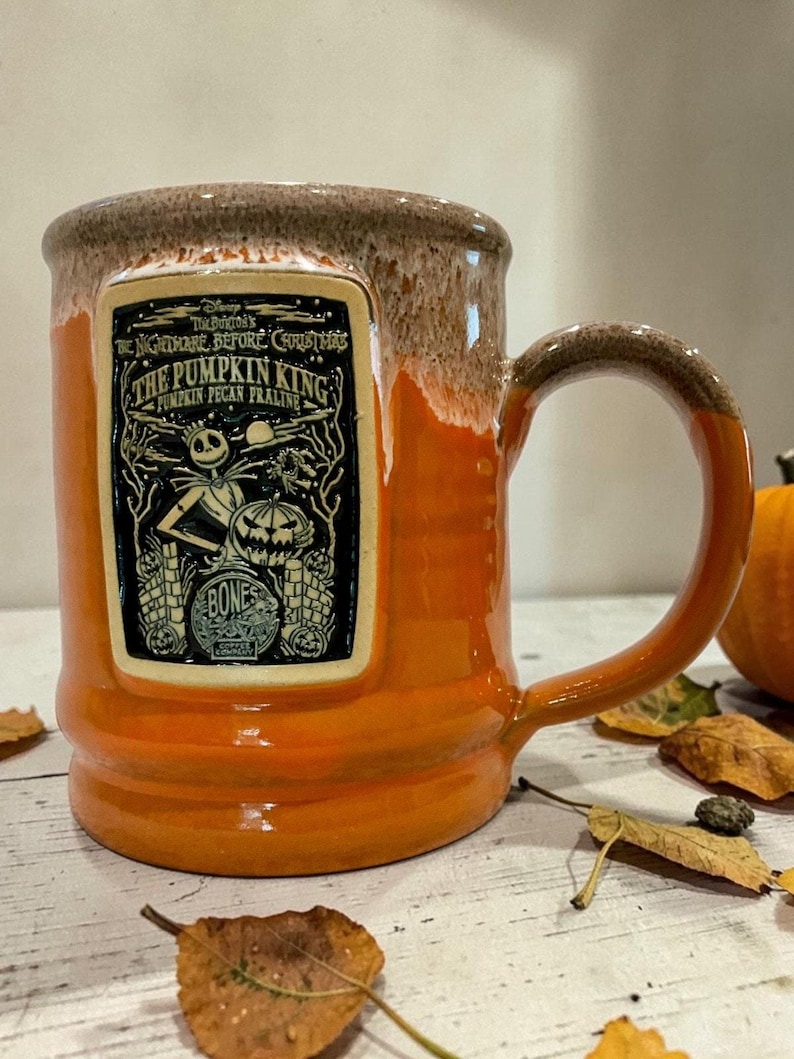 Disney Nightmare Before Christmas Pumpkin King Bones Coffee Deneen Pottery Mug image 1