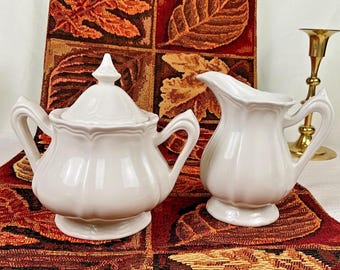 Red-Cliff Ironstone Heirloom Creamer & Lidded Sugar Bowl Vintage USA Set
