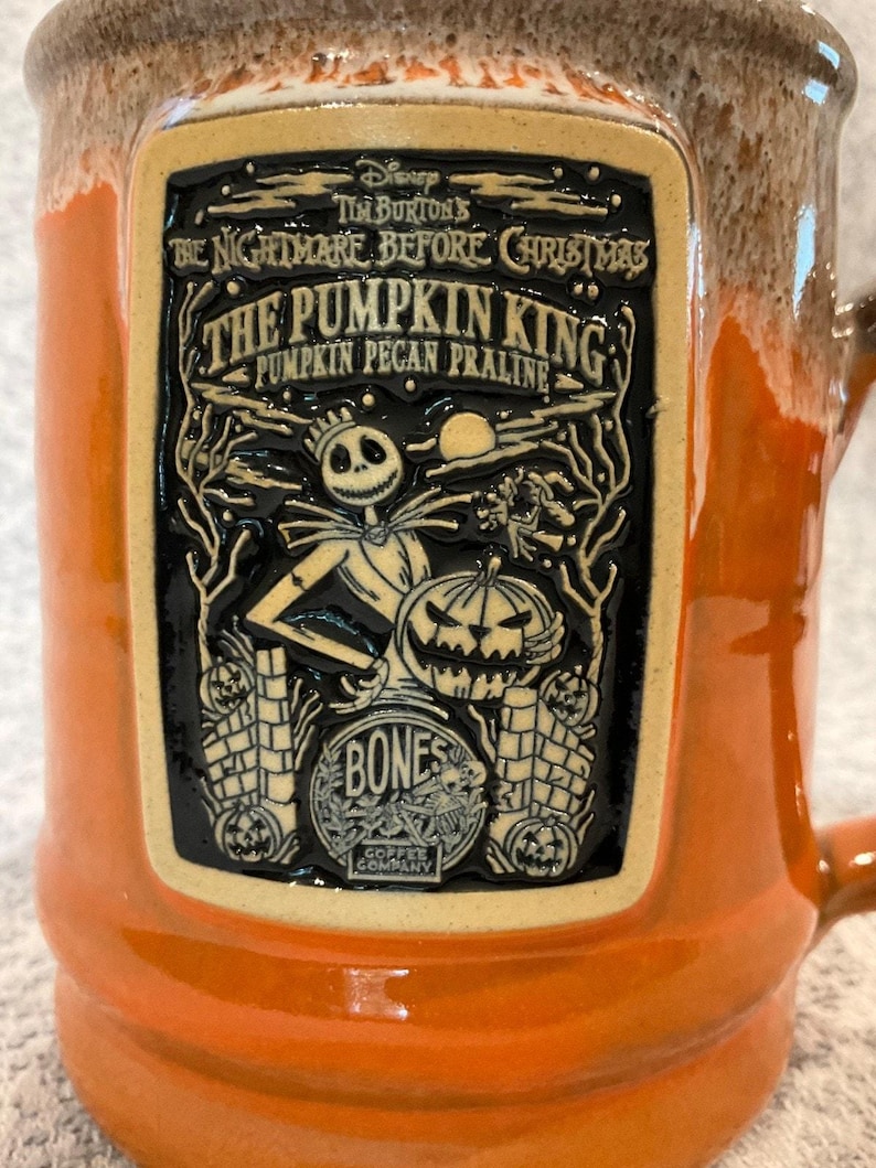 Disney Nightmare Before Christmas Pumpkin King Bones Coffee Deneen Pottery Mug image 2