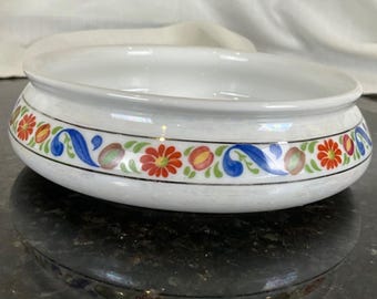 Vintage Royal Rochester Royalite 7” Heat Proof Baking Bowl Hand Painted Brûlée