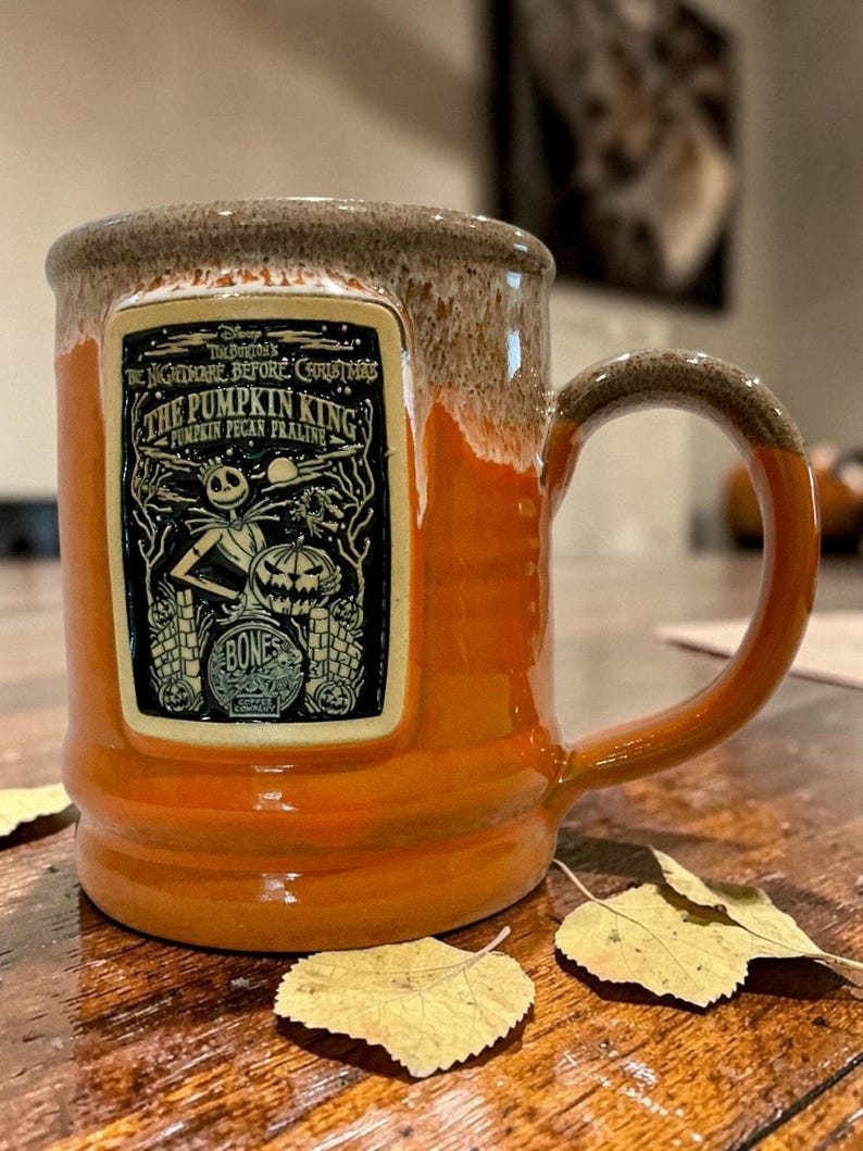 Disney Nightmare Before Christmas Pumpkin King Bones Coffee Deneen Pottery Mug image 8