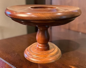 Vintage Solid Wood Pedestal Pillar Candle Holder Stand Rustic Farmhouse 8”