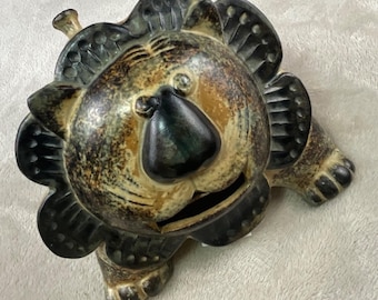 Vintage 1970s Otagiri Japanese Stoneware Lion Bank MCM Retro Kitsch Pottery