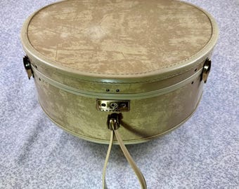 Vtg 1950s SAMSONITE Streamlite Hat Box Luggage Marbled BEIGE Case MCM Prop 4520