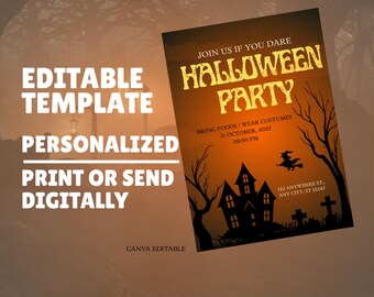 Halloween Party Invitation Costume party Invitation Instant Download Digital Editable Printable Halloween Invitation