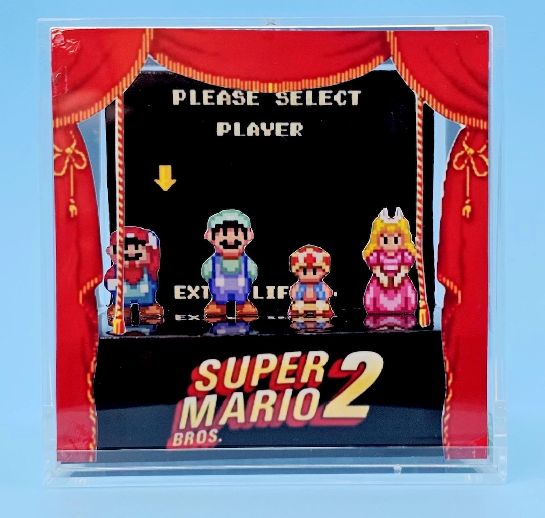 Mario Display Set Super Mario Bros 2 Acrylic Display | Retro Gamer Decor 8-bit Video Game ...