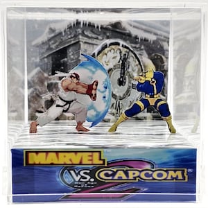 Marvel vs Capcom 2 Acrylic Display Cube | Retro Arcade Fighting Game Diorama