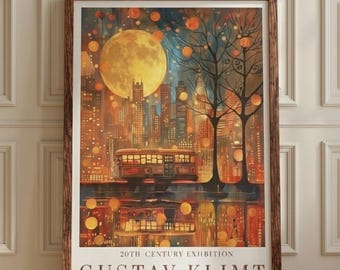 Arte de pared para dormitorio, impresión en lienzo para la entrada, decoración del hogar, arte de pared vintage para sala de estar, pintura al óleo austriaca de Gustav Klimt enmarcada de 16 x 24