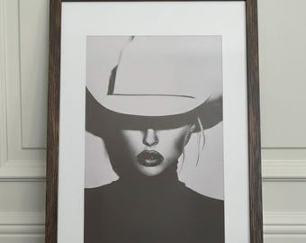 Lienzo con marco de vaquera, decoración para sala de estar, arte de pared occidental moderno para dormitorio, amante de la vendimia, 16 x 24