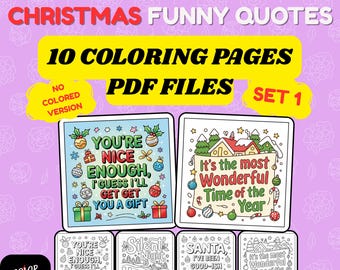 Funny Christmas Quotes Coloring Pages | Holiday Coloring Book (Digital Download) Set 1