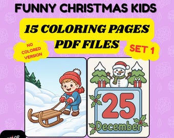 Christmas Coloring Book for Kids – 15 Holiday Activity Pages (Digital Download) Set 1