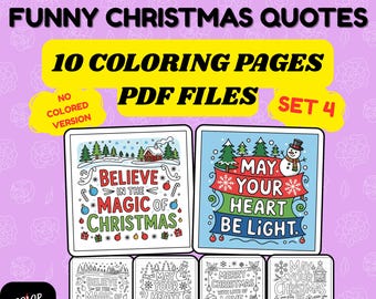 Funny Christmas Quotes Coloring Pages | Printable Holiday Activity (Digital Download) Set 4