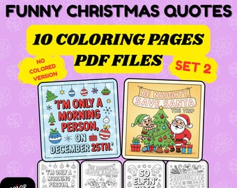 Funny Christmas Quotes Coloring Pages | Holiday Printable (Digital PDF) Set 2