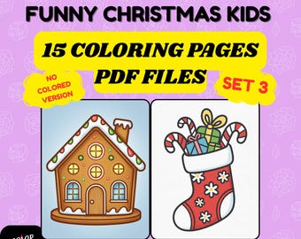 Christmas Activity Coloring Pages for Kids – 15 Holiday Printable Sheets (Digital Download), Set 3
