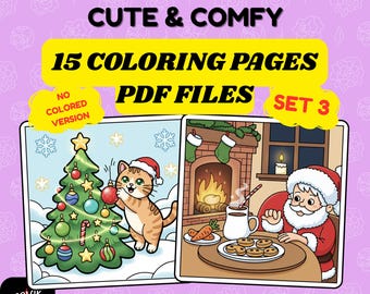 Cozy Christmas Coloring Book, 15 Printable Holiday Activity Pages (Digital Download), Set 3