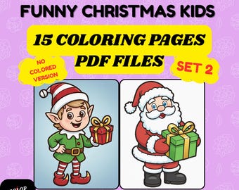 Christmas Coloring Book for Kids – 15 Holiday Activity Pages (Digital Download), Set 2