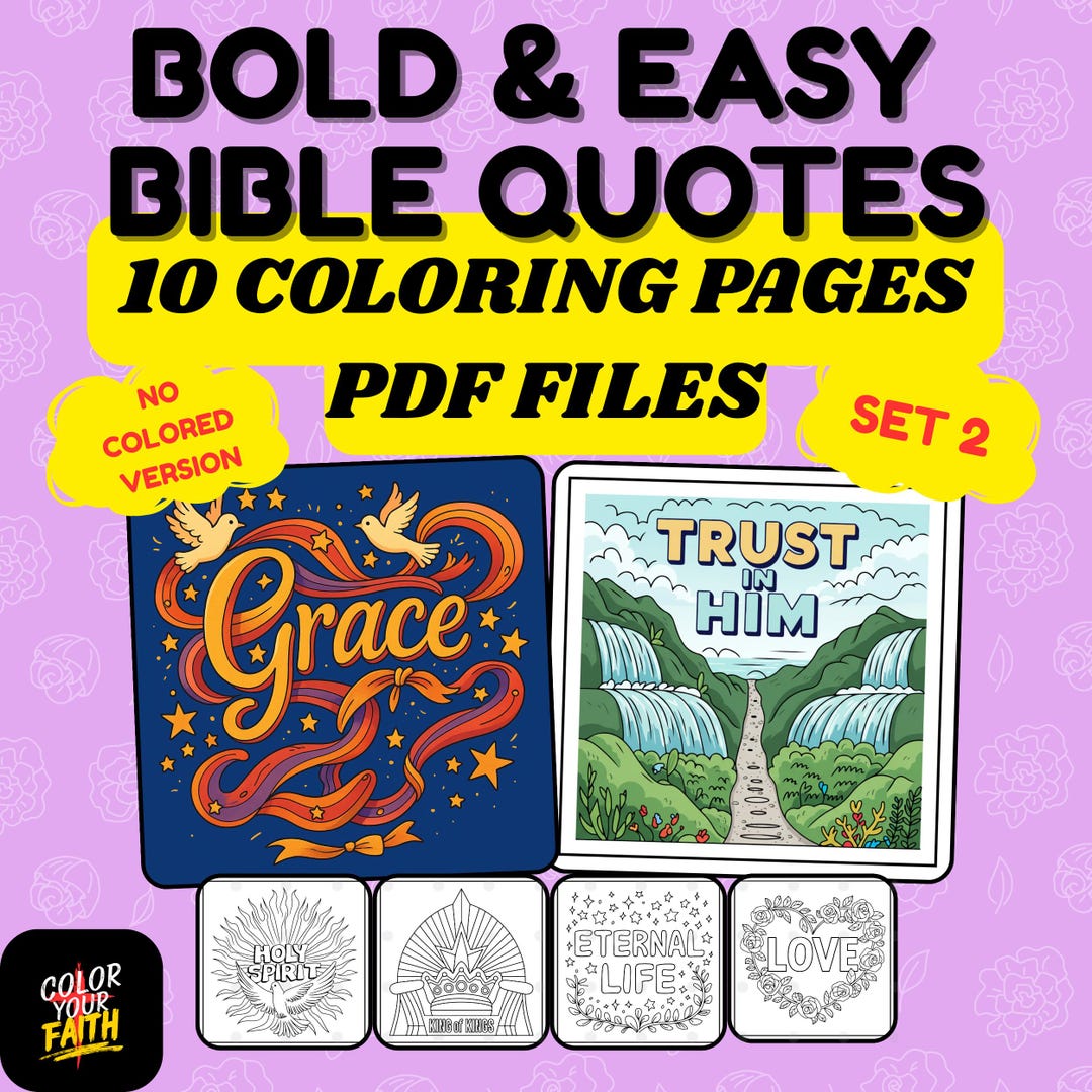 Faith Coloring Pages Bundle, Bible Verse Art, (digital Download) Set 2 ...