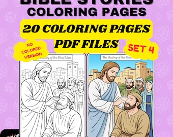 Bible Stories Coloring Book – 20 Printable Christian Pages (Digital Download) Set 4