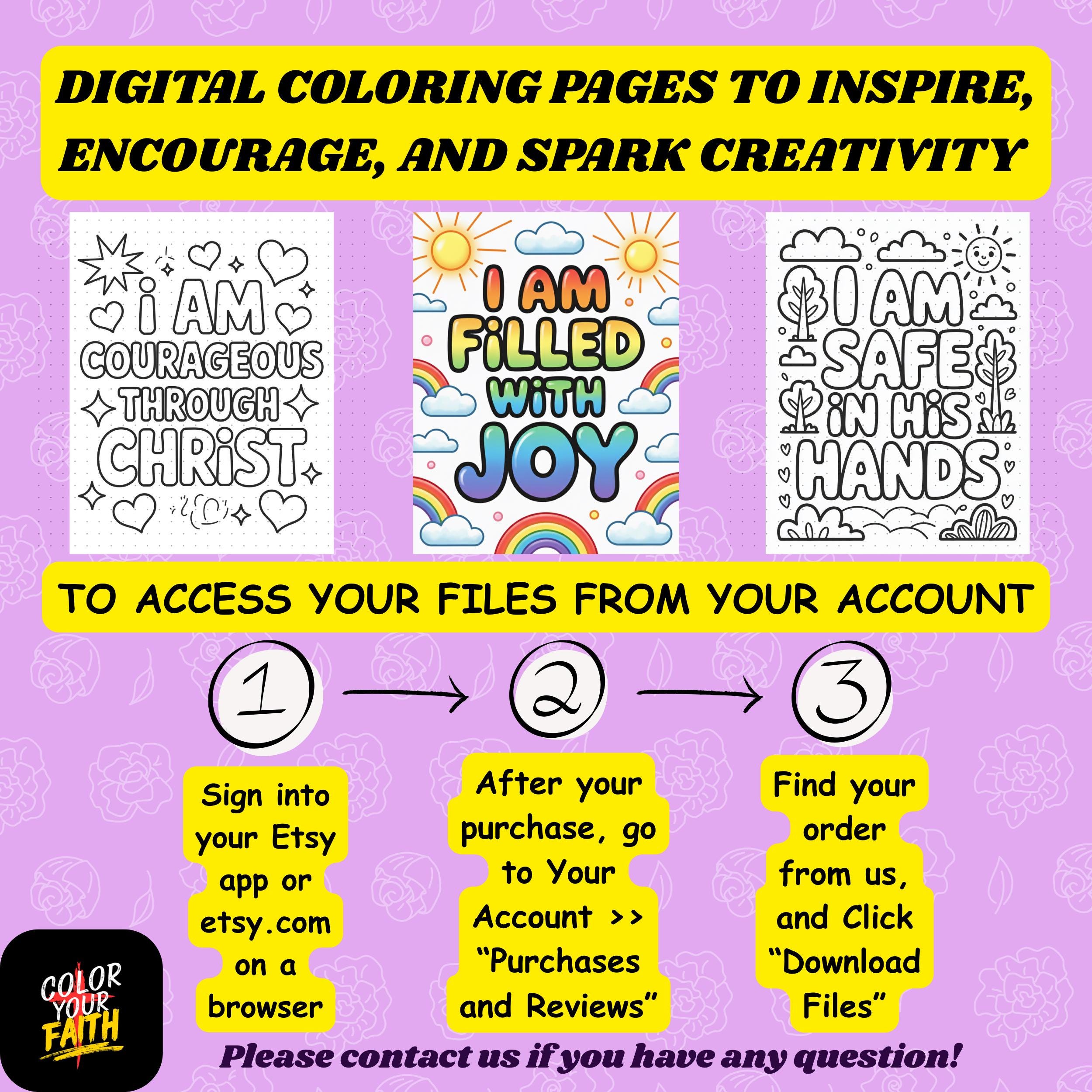 Kids Bible Verses Coloring Book | 34 Uplifting Christian Art (digital ...