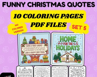 Funny Christmas Quotes Coloring Pages | Holiday Coloring Book (Digital Download) Set 5