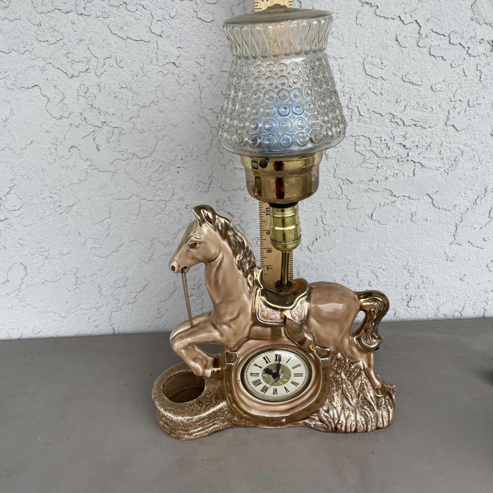 1940s/50s Ceramic Horse TV Lamp Clock & Planter Rare Small Crack