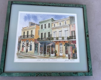 Framed art lithograph Gennie Kasten Royal Street New Orleans  s/n 1113/2000