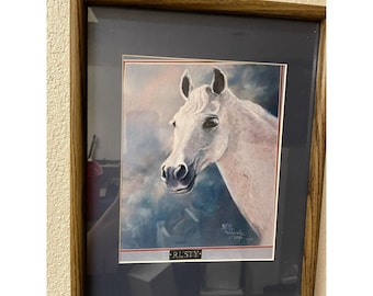 Litografia cavallo bianco firmata 14 x 18 fbm lw
