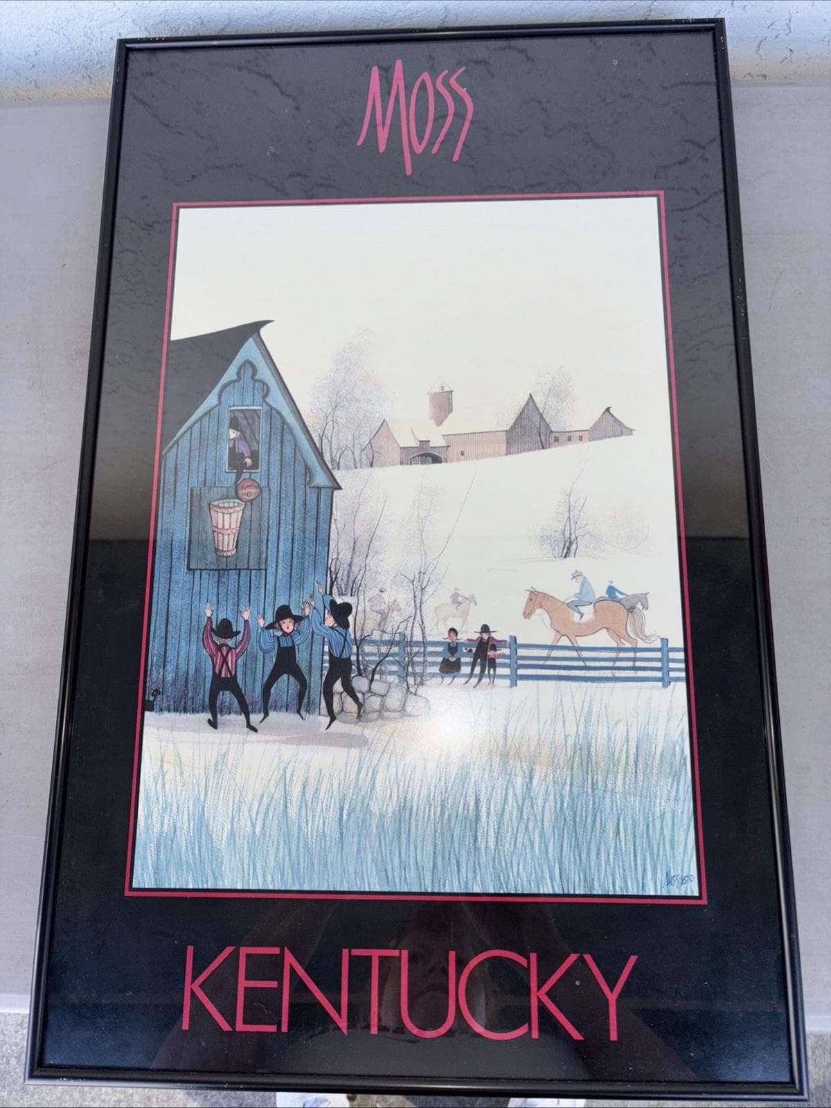 P. Buckley Moss モス 額装 ポスター カリグラフィー アート Vintage Artist P Buckley Moss Signed Print Framed Kentucky Signed