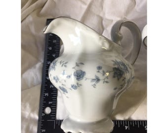 johann Havoline China Creamer & Sugar Bowl blue purple violet a553