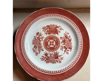 lot Of 3 Vintage Copeland Spode Fitzhugh Red Bread & Butter Plates 6” vs 10
